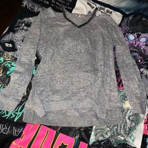 Gray V-Neck Women's Sweater